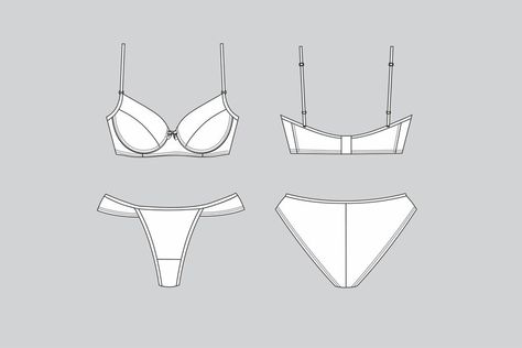 Premium Vector | Lingerie technical drawing underwear illustration lingerie Vector illustration Underwear set Bra Illustration Drawing, Lingerie Sketch, Flat Pattern, Tech Pack, Flats Patterns, Technical Drawing, Fashion Flats, Premium Vector, Graphic Resources