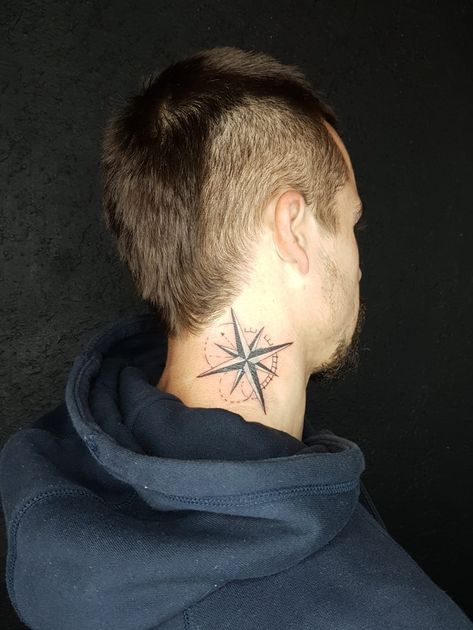 Small Compass Tattoo, Filler Tattoos, Compass Tattoo Men, Tattoo Thoughts, Tattoo Neck, Neck Tattoo, Compass Tattoo, Compass, Tattoos For Guys