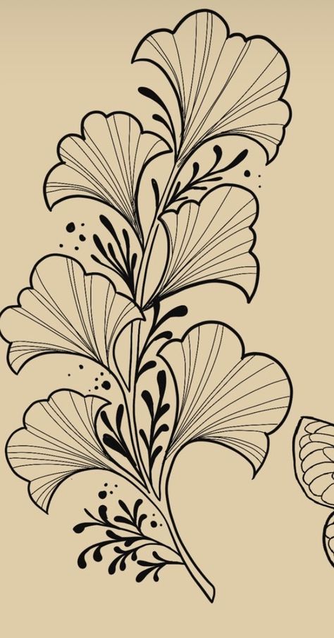 Plant Tattoos Black And White, Art Deco Floral Tattoo, Art Nouveau Line Art, Art Deco Flower Tattoo, Neo Traditional Leaves, Art Nouveau Floral Illustration, Neo Trad Tattoo Design, Art Nouveau Tattoo Flower, Art Nouveau Leaves