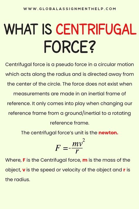 centrifugal force Force Physics, Essay Writing Examples, Chemistry Study Guide, Chemistry Basics, Physics Lessons, Physics Concepts, Learn Physics, Engineering Notes, Basic Physics