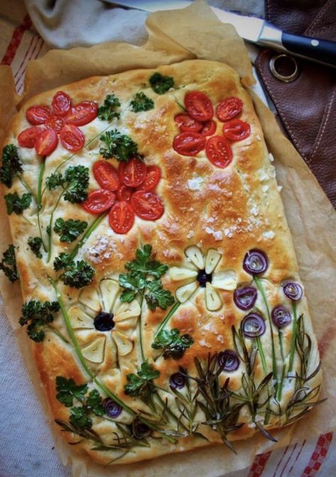 Gf Focaccia, Garden Bread, Foccacia Recipe, Baking For Beginners, Savory Treats, Bread Art, Sourdough Baking, Food Cakes, Food Presentation