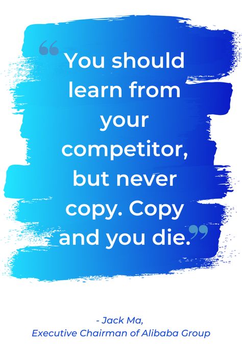 It is important to take note of what your competitors are doing, but don’t copy it. You need to stand out and you can’t do that if you are doing exactly the same thing as someone else. You can’t be better than your competitor if you are doing the same thing as them… - #quotes #jackma #jackmaquotes #competitors #competition #alibaba #aliexpress #entrepreneur #businessquotes #etargethub Business Competition Quotes, Competitor Quotes, Competition Quotes, Jack Ma, Entrepreneur Motivation, Stay Motivated, Reminder Quotes, Business Quotes, How To Stay Motivated