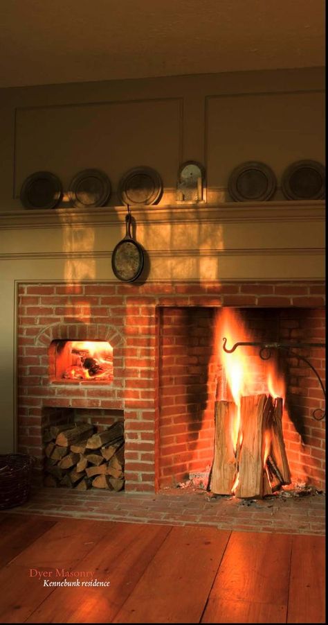 Cooking Fireplace in Maine by Dyer Masonry in Buckley Rumford Fireplaces Fireplace Wood Storage Ideas, Small Cabin Living Room, Wood Storage Ideas, Fireplace Wood Storage, Log Cabin Living Room, Rumford Fireplace, Modern Cabin Interior, Fireplace Cooking, Fireplace Gallery