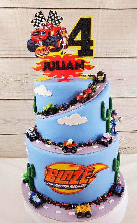 Blaze Moster Machine Cake, Blaze Birthday Cake Monster Trucks, Cake Blaze Monster Machine, Blaze The Monster Machine Cake, Blaze And Monster Machine Cake, Blaze Cakes For Boys, Blaze And The Monster Machines Birthday Cake, Blaze Monster Machine Cake, Blaze Cake Ideas