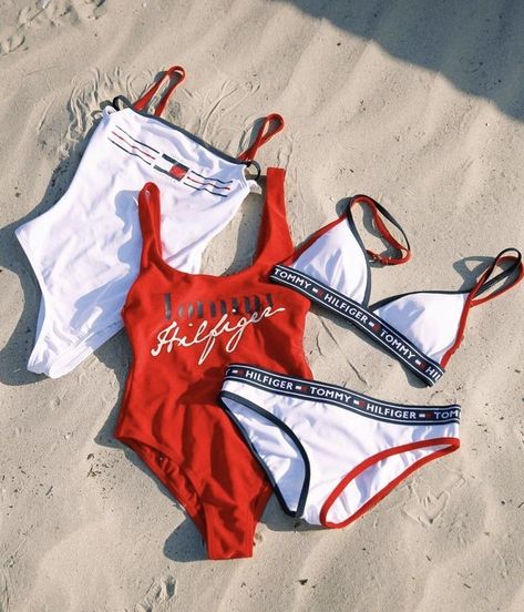 Tommy Hilfiger Swimsuit, Trendy Swimsuits, Swimsuits Outfits, Tommy Hilfiger Outfit, Cute Bathing Suits, Summer Swim Suits, Cute Swimsuits, Cute Swag Outfits, Swim Wear