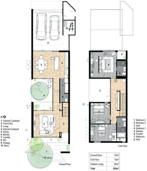 3 Bedroom Villa Floor Plans, Tropical Villa Floor Plan, 2 Bedroom Villa Floor Plan, Tropical House Floor Plan, Tropical Small House, Narrow House Designs, Narrow House Plans, Small Villa, Design Houses