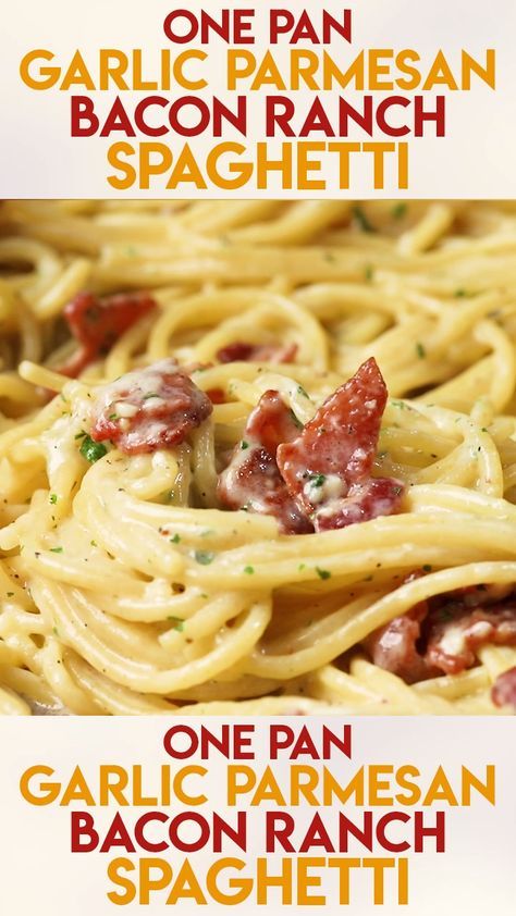 Ranch Spaghetti, Garlic Parmesan Pasta, Parmesan Spaghetti, Resep Pasta, Parmesan Pasta, Bacon Ranch, Easy Casserole Recipes, Spaghetti Recipes, Garlic Parmesan