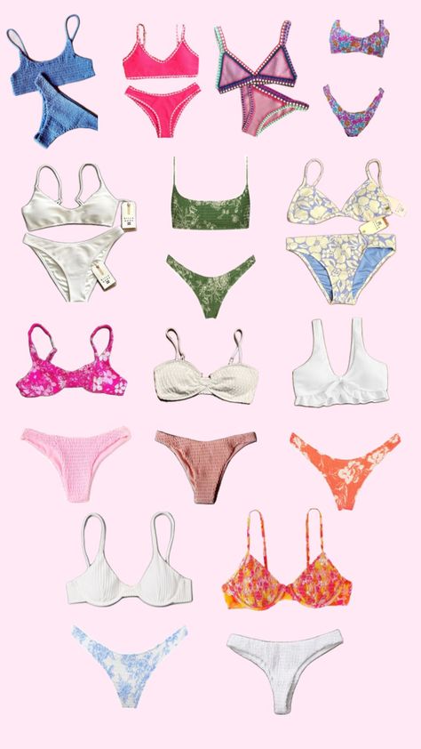 bikini inspo ideas wishlist summer must haves aesthetic Where To Get Swimsuits For Teens, Cute Summer Bikinis Aesthetic, Cute Summer Bathing Suits, Preppy Bikinis, Must Haves Aesthetic, Preppy Bathing Suit, Cute Summer Bikinis, Wishlist Summer, Aesthetic Bikinis