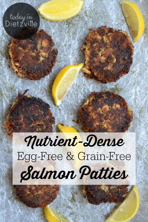 Nutrient-Dense Egg-Free & Grain-Free Salmon Patties | Full of nutrition, a hidden veggie, and a superfood, these egg-free and grain-free salmon patties are allergy-friendly home cookin'! They're Paleo, Whole30, and GAPS Diet-friendly, too! | AllTheNourishingThings.com Paleo Salmon Patties, Gluten Free Salmon, Steamed Veggies, Salmon Croquettes, Delicious Paleo Recipes, Gaps Diet, Autoimmune Paleo, Keto Lunch, Salmon Cakes