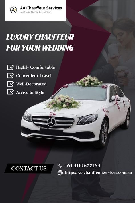 luxury chauffeur for wedding Luxury Chauffeur, Wedding Car Hire, Advertising Business, Chauffeur Service, Melbourne Wedding, Well Decor, Car Hire, Rent A Car, The Perfect Wedding