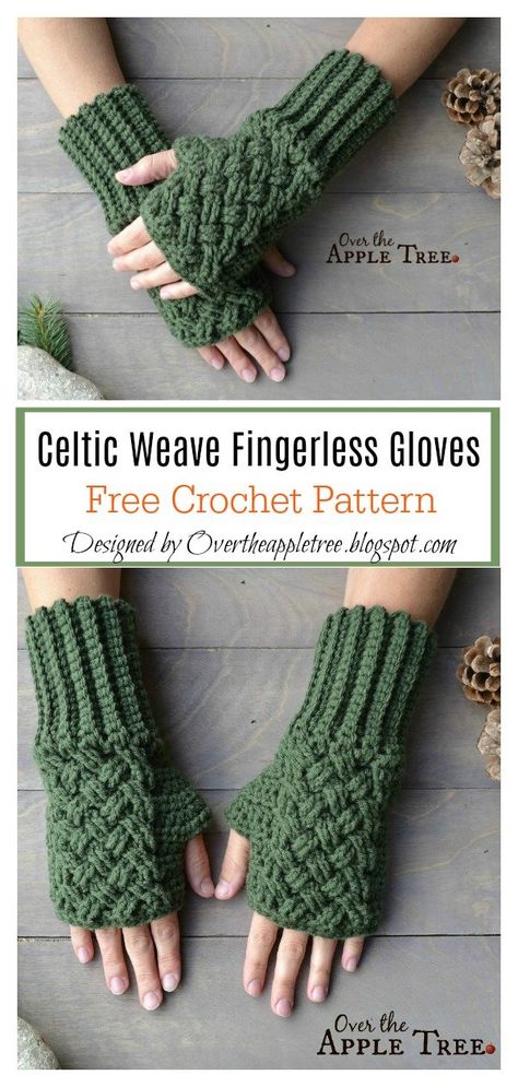 Celtic Weave Fingerless Gloves Free Crochet Pattern Crocheted Fingerless Gloves, Crochet Gloves Free Pattern, Crochet Fingerless Gloves Free Pattern, Crochet Arm Warmers, Crochet Mitts, Crochet Wrist Warmers, Fingerless Gloves Crochet Pattern, Celtic Weave, Glove Pattern