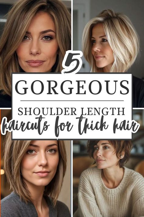 These shoulder length haircut ideas are perfect for fall! Haircuts For 2023 Women Medium, Haircuts For Shoulder Hair Length, Straight Thick Shoulder Length Hair, Shoulder Length Hair For Brunettes, Fall Medium Haircuts, Single Layer Haircut Shoulder Length, Just Below Shoulder Haircut, At Shoulder Haircut, Short Hair Women Shoulder Length