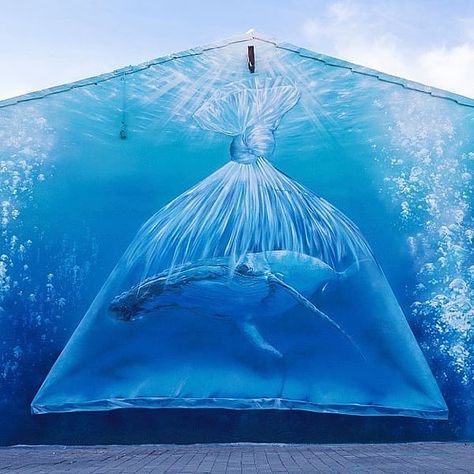 Plastic free ocean 🐋 . . Artis Metamorphosis Art, Ocean Mural, Street Art London, Ephemeral Art, Wall Street Art, Neon Wall Art, Street Marketing, Graffiti Characters, Murals Street Art