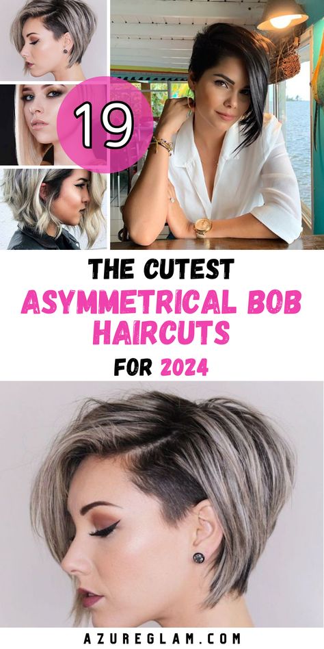 Embrace the bold and asymmetrical in 2024 with Asymmetrical Bob Haircuts. Discover 19 unique ideas that promise to elevate your style game. Whether you have a round face, fine hair, or simply prefer short and medium lengths, there's an asymmetrical bob for you. Dive into the allure of stacked bobs and those complemented by bangs. It's time to make a statement with your asymmetrical bob haircut. Asymmetrical Bob Thick Hair, Mid Length Asymmetrical Hair, Shoulder Length Asymmetrical Bob, Two Tier Inverted Bob, Short Angled Haircut, Funky Bob Hairstyles New Looks, Stacked Inverted Bob Haircuts Short, Inverted Bob Hairstyles With Undercut, Shoulder Length Asymmetrical Haircut