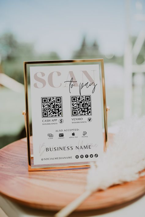 Payment Method Sign Ideas, Payment Method Design, Scan To Pay Template, Scan To Pay Sign, Payment Sign, Vendor Booth Display, Vendor Table, Scan To Pay, Qr Code Sign