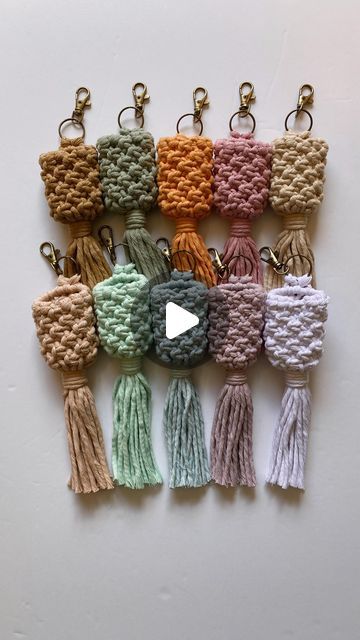 Megan | Macrame Gifts & Tutorials on Instagram: "Hand Sanitizer Holder Keychains 🙌🤍

#macrametutorial #macrametutorials #howto #macrame #megsmodernmacrame #shopmegsmodernmacrame #macrameshop #handmadecommunity #macramemakers #macramegift #macramebraid #tassels #tasseltutorial #howtomacrame #gatheringknot #beginnerknot #beginnermacrame #beginnerartist #macramemovement #fiberart #ornamentdiy #macrameornament #macramekeychain #macramecharm #fiberart #macramechristmas #relaxingtutorial #shophandmade #macramediy #macrameinstructions #macramestepbystep" Macrame Sanitizer Holder, Macrame Chapstick Holder, Macrame Hand Sanitizer Holder, Macrame Pen Holder, Macrame Letter Keychain, Macrame Lip Balm Holder, Macrame Chapstick Holder Diy, Macrame Small Projects, Macrame Keychain Diy Tutorials