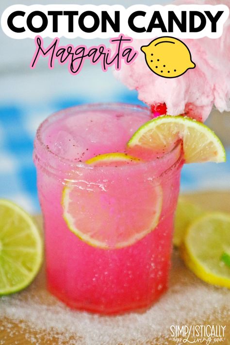 Cotton Candy Margarita, Garnish Ideas, Fun Drink Recipe, Cocktail Drinks Alcoholic, Yummy Alcoholic Drinks, Mixed Drinks Alcohol, Liquor Drinks, Boozy Drinks, Mixed Drinks Recipes