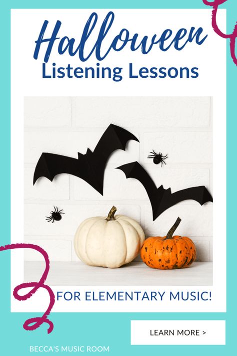 Halloween Music Class, Halloween Music Lessons, Music Lesson Plans, Halloween Music, Elementary Music Classroom, Music Class, Active Listening, Elementary Music, Music Classroom