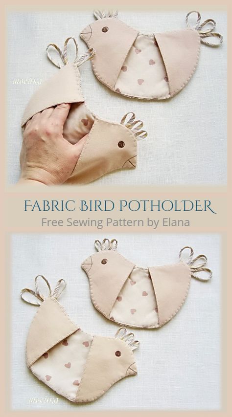 Diy Fabric Bird, Fabric Art Diy, Pola Topi, Fabric Bird, Sewing To Sell, Sewing Machine Projects, Fabric Christmas Ornaments Diy, Cute Sewing Projects, Fabric Sewing Patterns