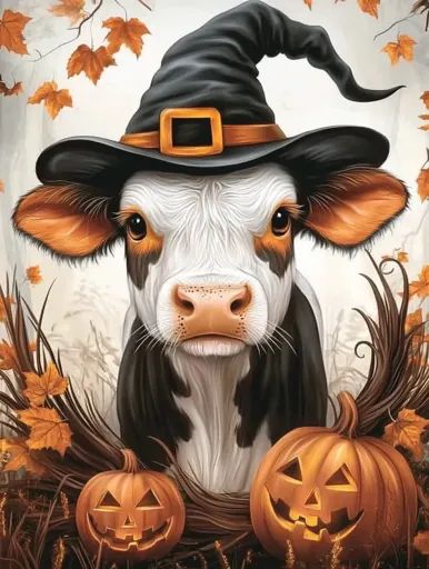 ↑↑↑ Larger size on website 🔸 A black and white cow with large brown ears is wearing a black witch's hat with an orange band. The Witch Hat Cute, Halloween Clipart Free, Cow Wreath, Hello Kitty Clipart, Clip Art Frames Borders, Wolf Background, Black And White Cow, Black Witch Hat, Cow Clipart