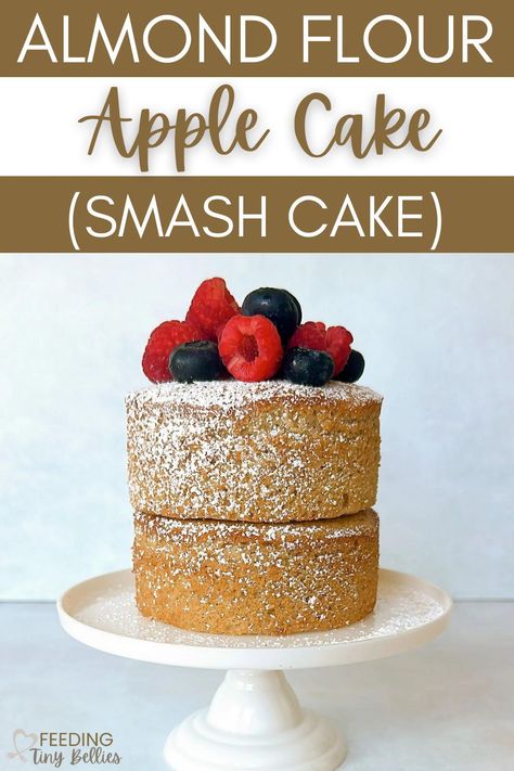 If you've been on the hunt for a simple-to-make smash cake recipe for your little one, look no further than this melt-in-your-mouth almond flour apple cake! Apple Sauce Smash Cake, 1st Birthday Cake Alternative, Tiny Smash Cake, Healthy Toddler Birthday Cake, Easy Almond Flour Cake, Healthy 1st Birthday Smash Cake, Healthier Smash Cake Recipe, Sugarless Cake Recipes, Dairy Free Smash Cake Recipe