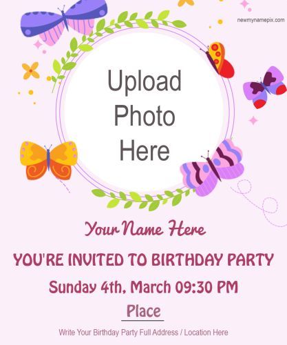 Online Easy To Create Happy Birthday Party Invitation Photo Card Download Template Just Second Free Customized Name, Place, Invited Person Name, Party Time And Date Printable Latest Birthday Celebration New Invitation Pictures Editable Or Share. Invitation Templates Free Printables, Birthday Invitation Template Free Editable, Birthday Invitation Card Online, Online Birthday Invitations, Free Party Invitations, Birthday Greeting Message, Birthday Card Template Free, Birthday Party Invitation Wording, Editable Birthday Cards