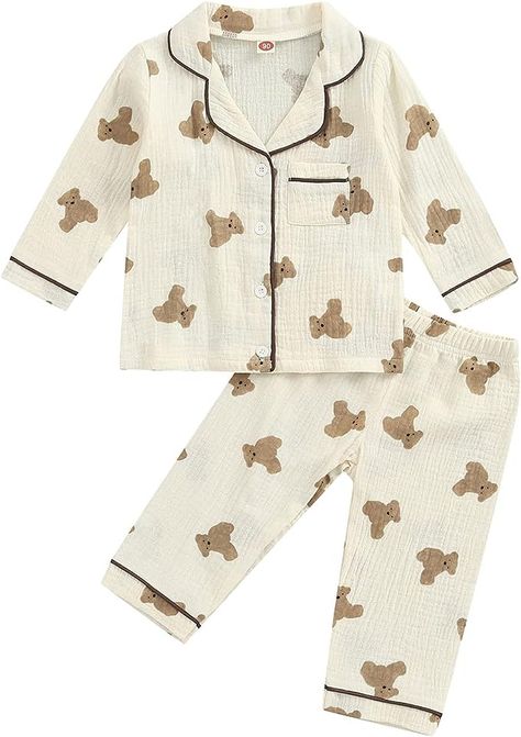 Amazon.com: BULINGNA Kids Toddler Girl Boy Two Piece Pajamas Set Button Down Pajama Shirt Top Pants Shorts Bear Sleepwear Pjs Set: Clothing, Shoes & Jewelry Baby Pjs, Button Up Pajamas, Pjs Set, Kids Pjs, Toddler Pajamas, Girls Sleepwear, Long Sleeve Kids, Baby Pajamas, Cute Pajamas