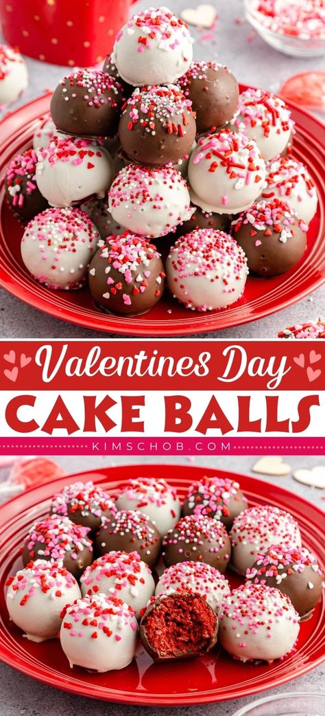 Red Velvet Cake Balls are a red velvet cake that is paired with cream cheese and rolled into balls and dipped in melted chocolate and festive sprinkles. This red velvet cake pop recipe is so simple to make. Red Velvet Cake Pops Recipe, Red Velvet Cake Balls, Easy Red Velvet Cake, Red Velvet Cake Pops, Valentine Cake Pop, Easy Red Velvet, Cake Ball Recipes, Cake Ball, Chocolate Melting Wafers