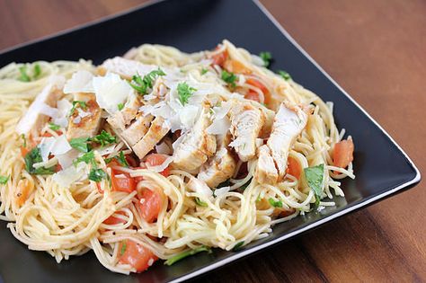 TGI Friday's Bruschetta Chicken Pasta Balsamic Chicken Pasta, Bruschetta Pasta, Bruschetta Chicken Pasta, Tgi Fridays, Bruschetta Chicken, Chicken Entrees, Angel Hair Pasta, Balsamic Chicken, Chicken Pasta Recipes