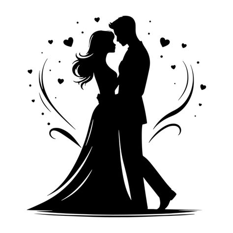 Couple Images Black And White, Couple Silhouette Art Love, Romantic Poster Design, Wedding Silhouette Couple, Couples Clipart, Ds Logo, Couple Vector, Marriage Images, Home Screen Wallpaper Hd