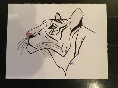 My white tiger drawing. It is pretty fun and easy to draw, it’s also easy to color! White Tiger Drawing, Tiger Drawing Easy, Tiger Painting Acrylic, Tiger Art Drawing, White Tiger Tattoo, Tiger Spirit Animal, Tiger Sketch, Tiger Tattoo Sleeve, Mirror Drawings