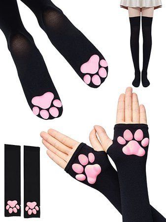 Thigh High Cat Socks, Paw Thigh High Socks, Cat Paw Thigh Highs, Cat Thigh High Socks, Cat Paw Stocking, Cat Thigh Highs, Therian Paw Gloves, Paw Shoes Therian, Therian Gloves