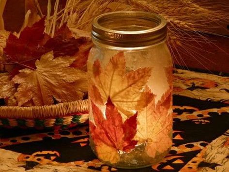 15 Fabulous Fall Leaf Crafts for Kids Leaf Crafts Kids, Fall Crafts Decorations, Diy Wedding Favors Cheap, Leaf Lantern, Leaves Diy, Fall Candle Holders, Autumn Leaves Craft, Leaf Candle Holder, Candle Projects