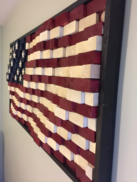 American Flag Wood Projects, 2x4 Flag, American Flag Projects, 4h Project Ideas, Wooden Flags Diy, Wood Flag Diy, American Flag Diy, Wooden Flags, Flag Ideas