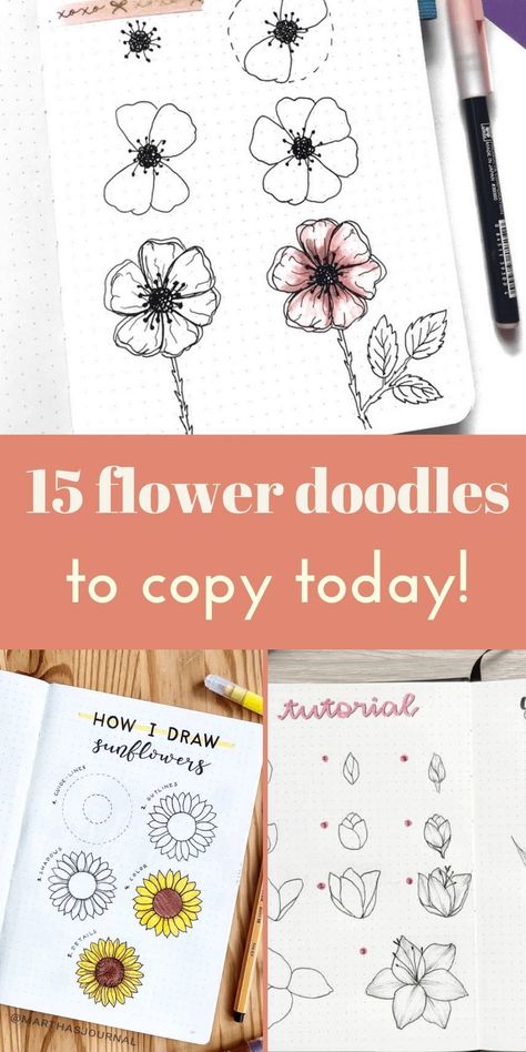 How to doodle flowers step by step - the ultimate guide for beginners| bujo flower easy doodle #bujo #bulletjournal #howtodoodle #flowerdooodles How To Doodle Flowers Step By Step, Easy Flower Illustration, Cute Doodle Art Flower, Hand Drawn Flowers Illustration, Small Flower Drawing Simple, How To Draw Flower Petals, Flower Sketches Simple Step By Step, Easy Spring Doodles, Doodle Flowers Step By Step