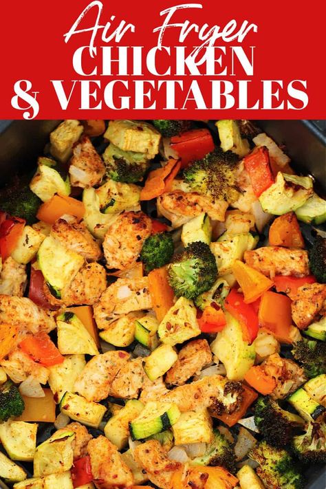 Chicken Veggie Air Fryer, Air Fryer Chicken Vegetables, Roasted Chicken And Vegetables Air Fryer, Air Fryer Chicken And Zucchini Recipes, Chicken And Veggies Air Fryer Recipes, Air Fryer Chicken Vegetable Recipes, How To Cook Frozen Veggies In Air Fryer, Air Fryer Chicken Low Carb, Chicken Veggies Air Fryer