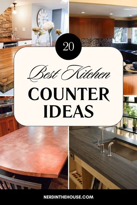 Are you in search of the best kitchen countertop ideas and designs? Revamp your culinary haven with these 20 kitchen counter ideas to transform your space! Explore a variety of materials, designs, and layouts that enhance both functionality and style. From sleek quartz and marble to rustic butcher block and concrete, discover countertops that fit any aesthetic. Aesop Kitchen, Popular Kitchen Countertops, Kitchen Counter Ideas, Best Countertop Material, Kitchen Countertops Ideas, Easy Home Renovations, Recycled Glass Countertops, Slate Countertop, Inexpensive Countertops