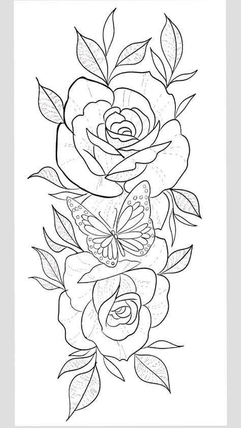 Roses And Butterfly Tattoo Stencil, Butterfly And Rose Tattoo Stencil, Graffiti Tattoo Stencil, Shading Tattoo Stencil, Rose Hand Tattoo Stencil, Roses With Butterfly Tattoo, Butterfly And Rose Tattoo For Women, Rose With Butterfly Tattoo For Women, Rose Tattoo Outline Drawing