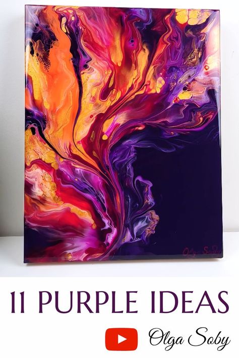 Royal Color Palette, Pour Painting Ideas, Abstract Art Ideas, Purple Abstract Art, Pour Painting Techniques, Satisfying Art, Abstract Art Paintings Acrylics, Acrylic Art Projects, Abstract Art Painting Techniques