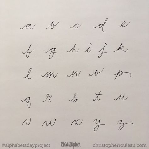 75 Likes, 3 Comments - Christopher Rouleau (@chris_rouleau) on Instagram: “Alphabet a day 159/250. Lower case, cute cursive, Muji calligraphy pen. #alphabetadayproject…” Tattoo Fonts Cursive, Pretty Handwriting, Journal Fonts, Writing Fonts, Cursive Alphabet, Handwriting Alphabet, Handwriting Styles, Typography Alphabet, Alphabet A