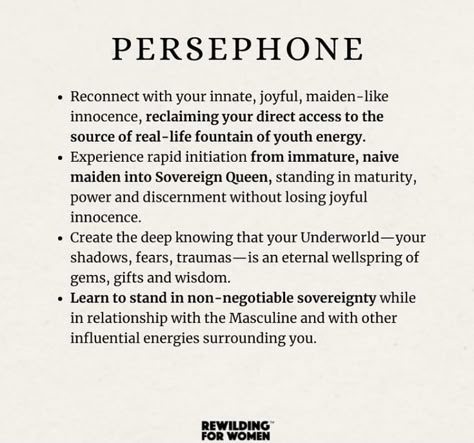 Dark Feminine Witch, Types Of Affirmations, Persephone Archetype, Dark Feminine Goddess, Feminine Words, Lady Persephone, Persephone Aesthetic, Deity Work, Feminine Archetypes