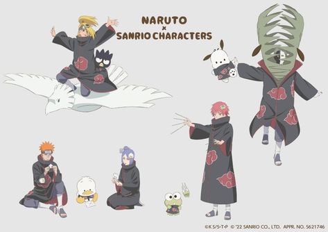 deidara looks so cute but konanxpain looks even cuter aaa Naruto X Sanrio, Hidan And Kakuzu, Team 7, Sanrio Characters, Naruto Uzumaki, Art Shop, Cute Art, Naruto, Hello Kitty