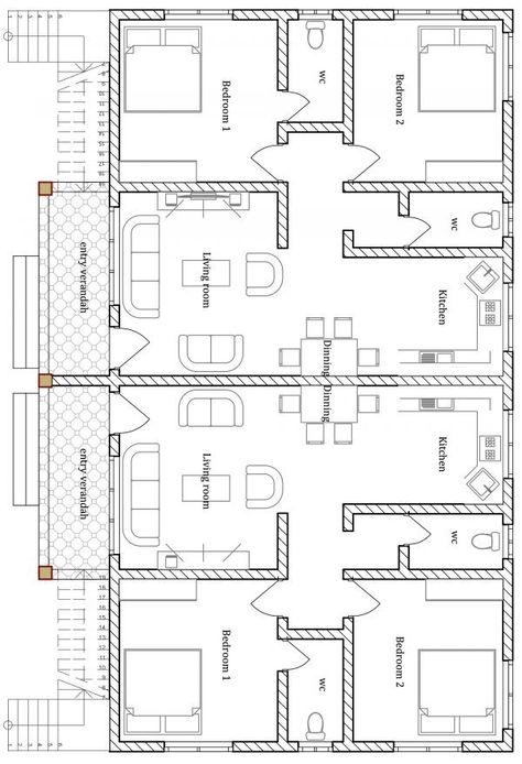 25x25 House Plans 2 Story, Semi Detached House Plans, Small Modern House Plans, Three Bedroom House Plan, House Plans With Photos, Bungalow Floor Plans, Bungalow Style House Plans, Affordable House Plans, Free House Plans