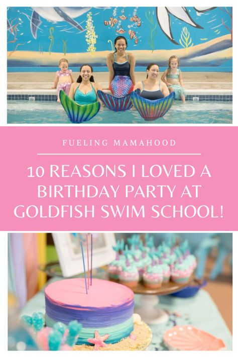 10 Reasons I loved having a birthday party at Goldfish Swim School and why you should have one too! Goldfish Swim School Birthday Party, Swim Party Ideas, Dive Into Five Birthday, School Birthday Party, Swim Party, Swim School, Pool Birthday, Mermaid Theme Birthday, Pool Birthday Party