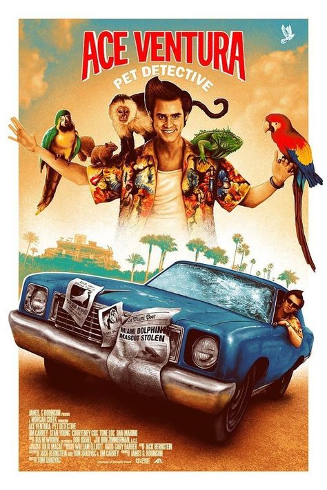 Ace Ventura Pet Detective (1994) 90s Comedy Movies, Ace Ventura Pet Detective, Pet Detective, Man Eating, Ace Ventura, Movie Posters Design, Alternative Movie Posters, Jim Carrey, Movie Poster Art