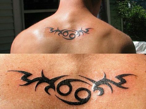 Crab Tattoo, Upper Back Tattoos, Horoscope Tattoos, Sign Tattoo, Zodiac Sign Tattoos, Zodiac Tattoos, Zodiac Tattoo, Star Tattoos, Star Sign