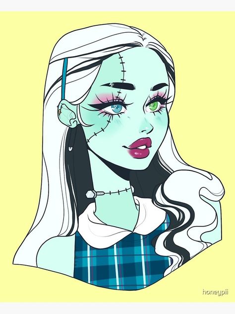 Frankie Stein Fanart, Monster High Frankie Stein, Monster High Frankie, Zombie Monster, Arte Monster High, Monster Prom, Frankie Stein, Art Procreate, Monster High Art