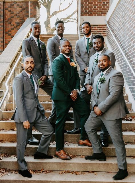 Wedding Planning Checklist Detailed, Sage Wedding Colors, Dark Green Wedding, Wedding Groomsmen Attire, Groom And Groomsmen Suits, Wedding Tux, Groom Photoshoot, Sage Wedding, Groom And Groomsmen Attire