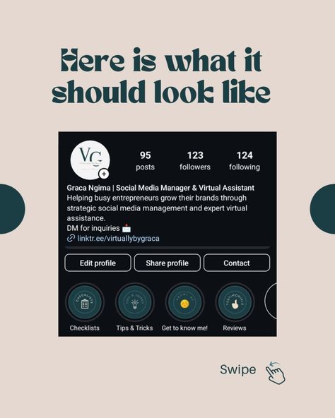 🔍 Is your Instagram business profile ready to attract clients? Here’s a quick checklist to make sure you're setting yourself up for success: Optimize your bio with relevant keywords. Use a high-quality, professional profile picture. Add highlights to showcase key content (e.g., services, testimonials). Include a clear call-to-action and link in your bio. 💡 Pro Tip: An optimized profile increases visibility and credibility. 👉 Follow me for more practical Instagram tips! Need help? Drop... Professional Instagram Bio, Instagram Business Profile, Professional Profile Pictures, Attract Clients, Professional Profile, Instagram Bio, Edit Profile, Instagram Business, Call To Action