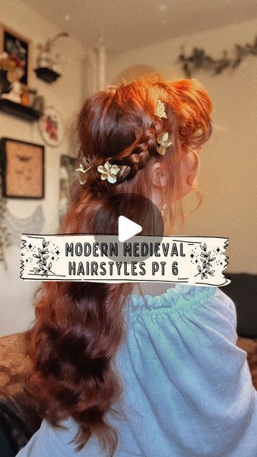 Hobbit Hairstyles Women, Medieval Hair Styles, Peasant Hairstyles, Renfaire Hair Ideas, Hobbit Makeup, Medieval Hairstyle, Ren Fair Hairstyles Easy, Ten Faire Hair, Ren Fest Hair